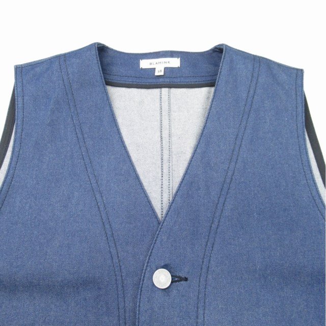 極美品 24ss ブラミンク デニムボタンベスト ジレ 高密度コットン 38 中古】極美品 24ss ブラミンク BLAMINK デニムボタンベスト ジレ
