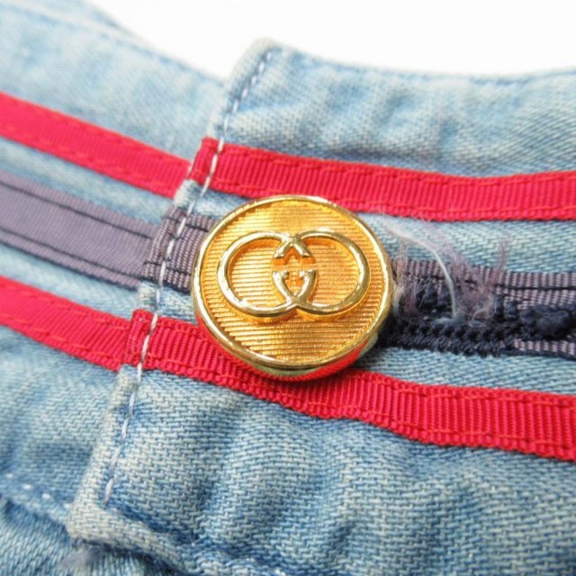 中古】グッチ GUCCI ソフトデニム ロング プリーツスカート ロゴ