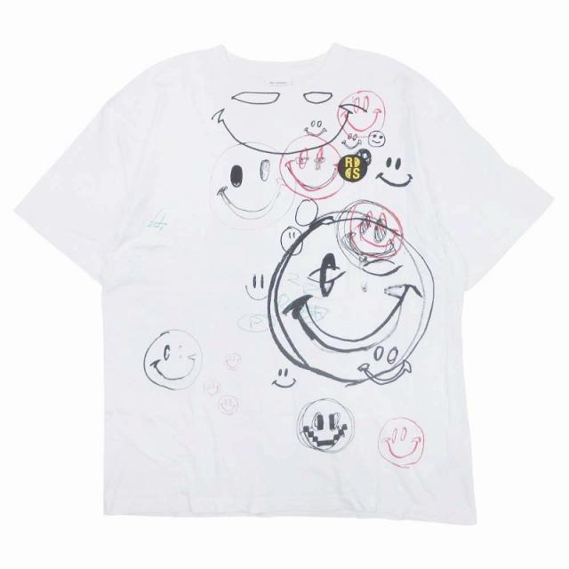 【中古】美品 22AW ラフシモンズ × スマイリー スマイリー50周年 プリント Tシャツ カットソー トップス 半袖 M