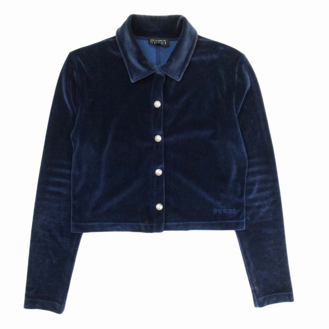 【中古】1995年製 vintage オールドグッチ GUCCI トムフォード期 ベルベット シャツジャケット 銀ボタン ブラウス