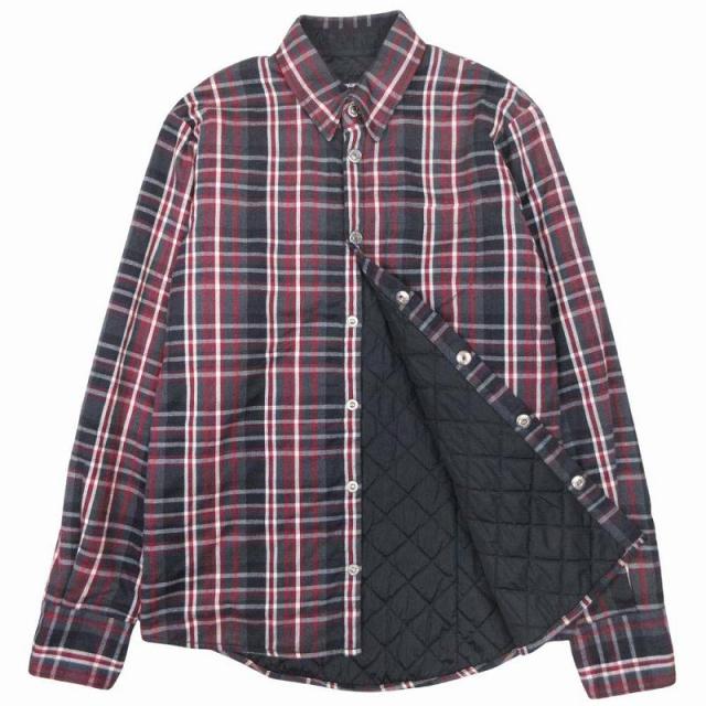 【中古】美品 ディースクエアード DSQUARED2 中綿入り チェック シャツジャケット ブルゾン アウター 長袖 44 グレー