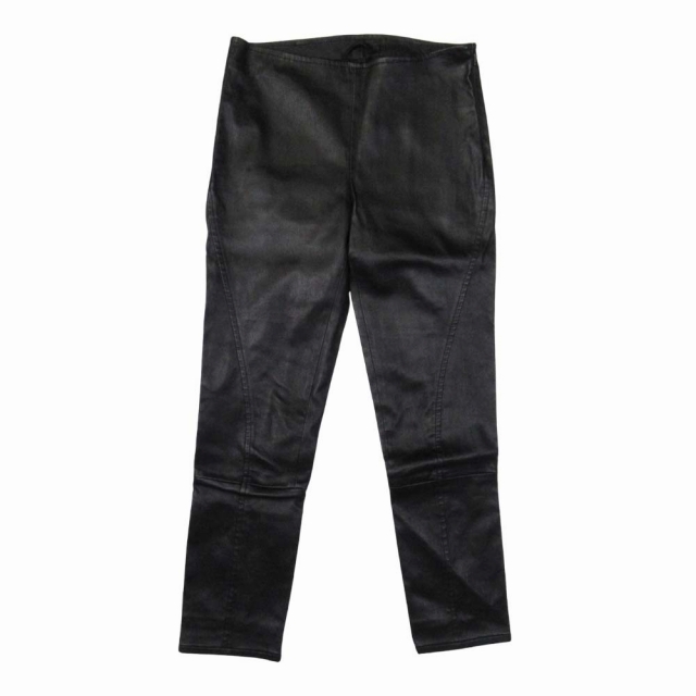 【中古】美品 ザロウ THE ROW ラムスキン 羊革 スキニーパンツ レザーパンツ 本革 皮革 0 黒 ブラック/△L07