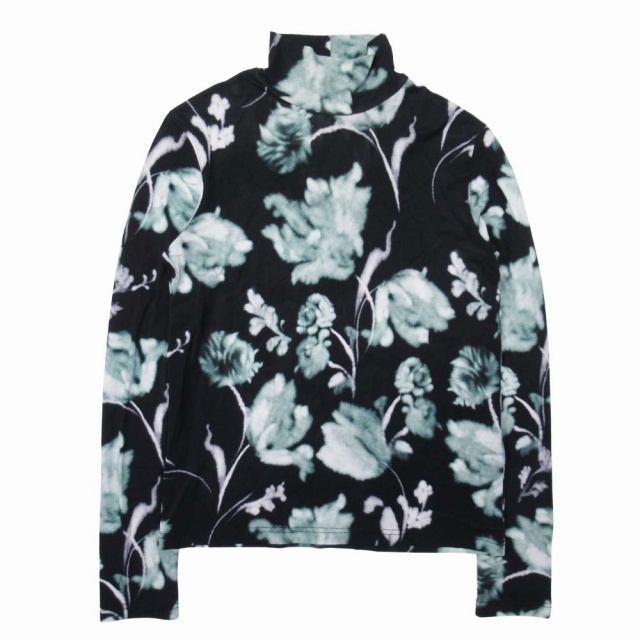 【中古】22aw クリスチャン ワイナンツ christian wijnants ストレッチ素材 花柄 ハイネック シャツ カットソー S 黒