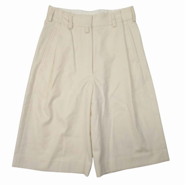【中古】ドリスヴァンノッテン DRIES VAN NOTEN ウールフランネル タック ハーフパンツ ワイド クロップドパンツ 34
