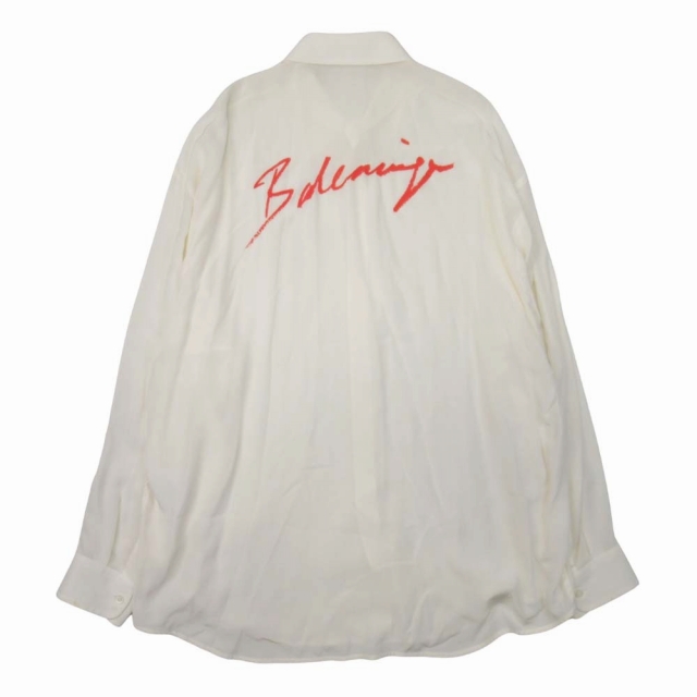 【中古】19aw バレンシアガ BALENCIAGA リップスティック ロゴプリント シャツ シルクシフォン ブラウス 32