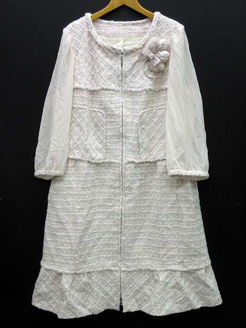 中古 トゥービーシック To Be Chic ファンシー ツイード ワンピース 七分袖 ル ブトン コサージュ付き ピンク 46 W5j057 レディーの通販はau Pay マーケット ブランド古着のベクトル