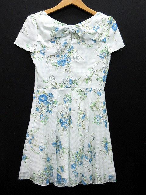 中古 レッセパッセ Laisse Passe シアー チェック ボタニカル フラワー ワンピース フレア バックリボン ライトブルー 青 36 美品の通販はau Pay マーケット ブランド古着のベクトル