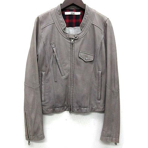 中古 イリイリ Iriiri ラムレザー ライダースジャケット シングル 羊革 革ジャン グレー 2 レディースの通販はau Pay マーケット ブランド古着のベクトル