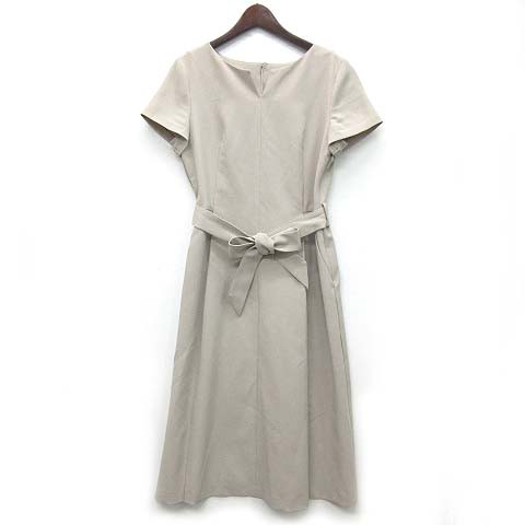 中古 プラステ Plst オックス キーネック ワンピース 半袖 ミディ丈 ウエストリボン ベージュ S 美品 12 ss レディースの通販はau Pay マーケット ブランド古着のベクトル