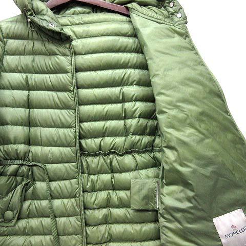 【中古】モンクレール MONCLER アニカ ANIKA ライト ダウン ジャケット フード付き グログラン トリム 若草色 グリーン 0 国内正規_4