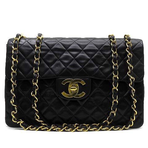 【中古】シャネル CHANEL デカマトラッセ 34 チェーン ショルダーバッグ ココマーク ターンロック レザー ブラック 黒 レディース