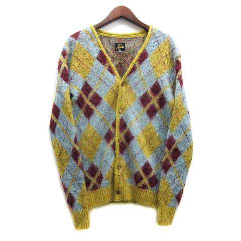 【中古】ニードルス ニードルズ Needles モヘヤ カーディガン アーガイル ニット 2021AW MOHAIR CARDIGAN ARGYLE J0256 ブルー イエロー