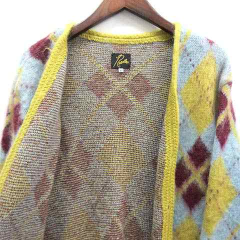 【中古】ニードルス ニードルズ Needles モヘヤ カーディガン アーガイル ニット 2021AW MOHAIR CARDIGAN ARGYLE J0256 ブルー イエロー