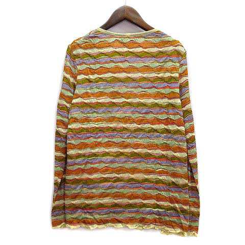 【中古】ミッソーニ MISSONI アンサンブル レーヨン ツインニット ボーダー カーディガン カットソー イエロー マルチカラー 42 /  44｜au PAY マーケット