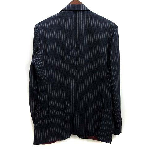 【中古】ブラックレーベルクレストブリッジ CRESTBRIDGE 3ピース スーツ 上下セット ストライプ 2B ジャケット ジレ パンツ 紺 38R 中古】ブラックレーベルクレストブリッジ CRESTBRIDGE 3ピース スーツ