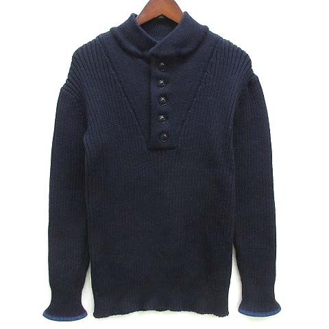 【中古】ワイズ Y's ヨウジヤマモト ウール ニット ヘンリーネック セーター 長袖 ハーフボタン 2006AW ネイビー 紺 3 メンズの通販は
