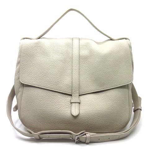 【中古】アカーテ ACATE ポストマンバッグ 2WAY ショルダーバッグ WILLEY ナチュラル シュリンクレザー オフホワイト 美品 メンズ