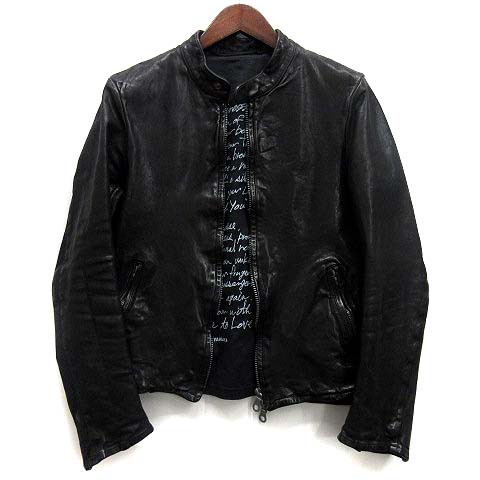 【中古】イサムカタヤマバックラッシュ ISAMU KATAYAMA BACKLASH EL DIABLO シングル ライダース ジャケット レザー 製品染め 1254-01 黒