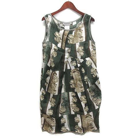 【中古】スポーツマックス マックスマーラ SPORT MAX シルクトリム フラワー コクーン ワンピース ノースリーブ リネン グリーン J40の通販は 5,000円