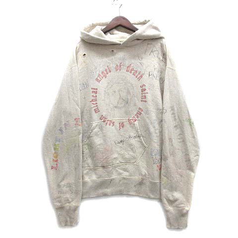 【中古】セントマイケル SAINT MICHAEL ヴィンテージ 加工 キリスト スウェット パーカー SM7 Hoodie SM-A20-0000-013 グレー L ☆AA★