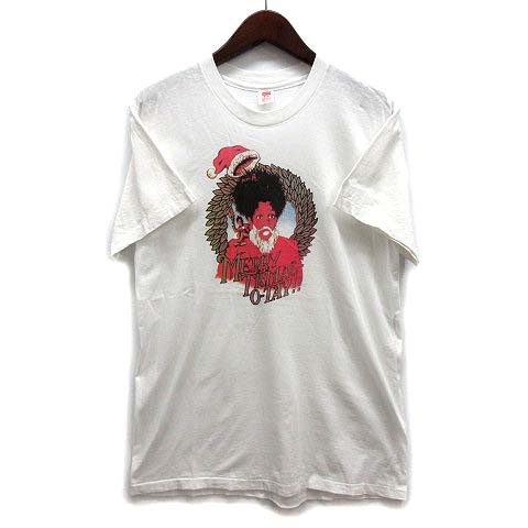 【中古】ヘインズ Hanes 70s USA製 クリスマス Tシャツ 半袖 クルーネック MERRY TISMAS-O-TAY!! ホワイト 白 M メンズの通販は