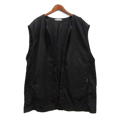 【中古】ネストローブ nest Robe UpcycleLino 2023AW リネン コットン ノーカラー ビッグシルエット ベスト 01233-1402 ブラック 黒 Fの通販は 11,400円