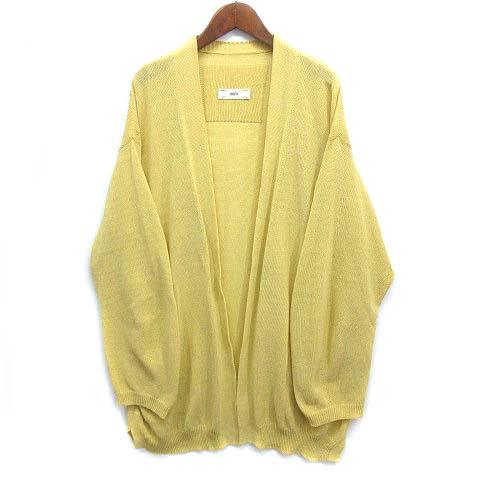 【中古】アンフィル unfil オーガニックコットン コイルドヤーン ニット カーディガン 長袖 ボタンレス 2022SS イエロー 黄 1 WWSP-UW125の通販は