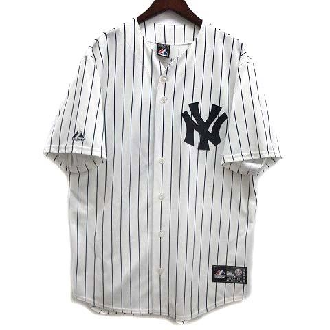 【中古】マジェスティック Majestic ニューヨークヤンキース NY ジーター JETER 2 ベースボール シャツ 半袖 ホワイト 白 メンズ