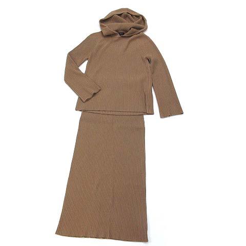 【中古】セオリー Theory リブニット 上下 セットアップ フーディ セーター スカート Mercer Wool Cash Rib S P キャメル 2021AWの通販は 12,000円