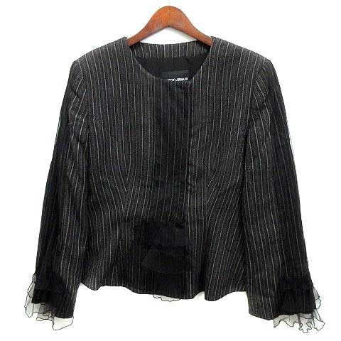 【中古】ジョルジオアルマーニ GIORGIO ARMANI BORGO 21 チュール付き ノーカラー ジャケット ジップアップ ウール混 チャコール 48の通販は