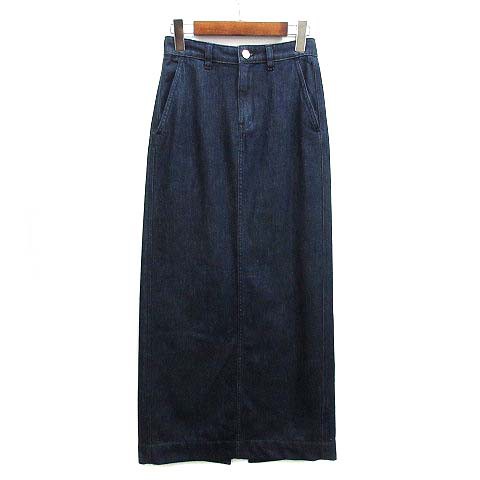 【中古】未使用品 セオリー Theory 2024SS ドレープ デニム マキシ トラウザー スカート DRAPE DENIM MAXI TROUSER SK D インディゴ 23