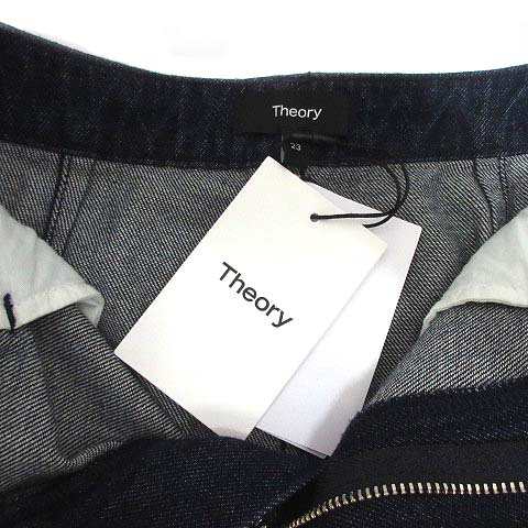 【中古】未使用品 セオリー Theory 2024SS ドレープ デニム マキシ トラウザー スカート DRAPE DENIM MAXI TROUSER SK D インディゴ 23