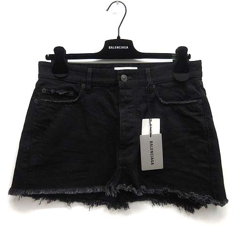 【中古】バレンシアガ BALENCIAGA デニム カットオフ スカート CUT OFF SKIRT 2022SS ブラック 黒 36 701744 TBP47 新品同様 レディース