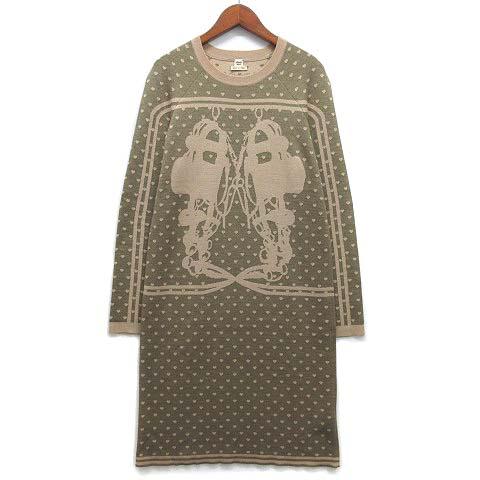 HERMES エルメス　シルク　ニット　ワンピース 中古】エルメス HERMES カシミヤ シルク ニット ワンピース 長袖