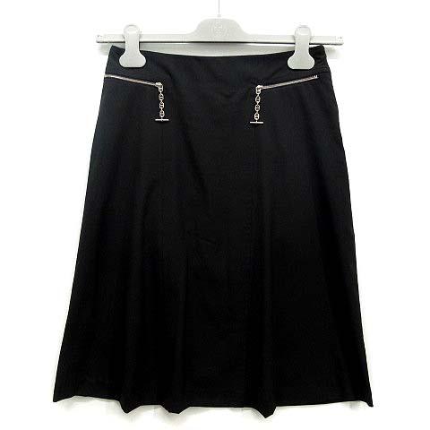 【中古】エルメス HERMES 2021SS シェーヌダンクル ジップ ウール スカート 膝丈 ブラック 黒 36 レディース
