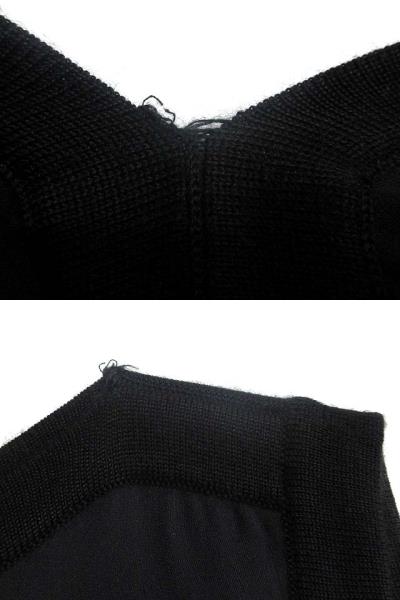 【中古】エルメス HERMES ステッキ les Cannes シルク カシミヤ ニット ワンピース チュニック ノースリーブ ブラック 黒 36 レディース_3