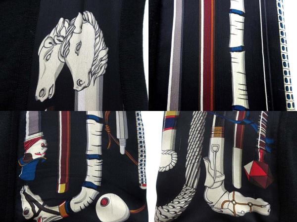 【中古】エルメス HERMES ステッキ les Cannes シルク カシミヤ ニット ワンピース チュニック ノースリーブ ブラック 黒 36 レディース_7