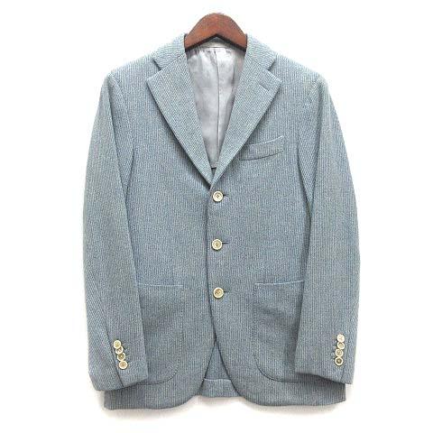 【中古】カルーゾ CARUSO ウール カシミヤ テーラード ジャケット 3B サックス ブルー 42 メンズ