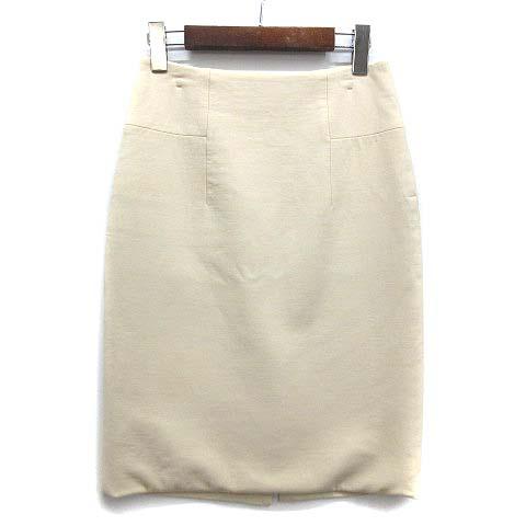 【中古】エルメス HERMES ウール ストレッチ タイト スカート 無地 アイボリー系 34 国内正規 レディース