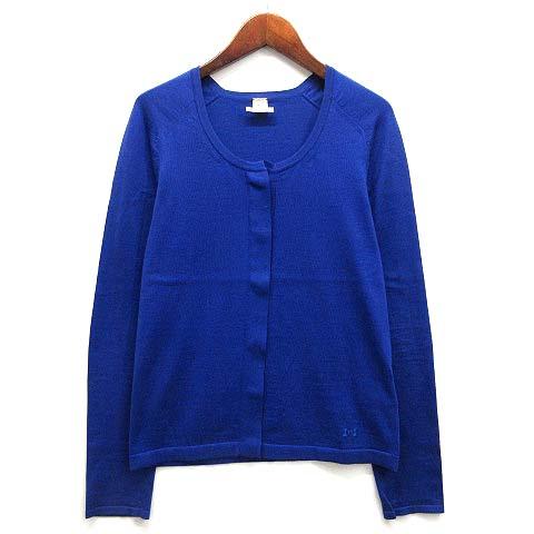 【中古】エルメス HERMES シルク コットン ニット クルーネック 比翼 ラグラン カーディガン 長袖 ブルー 青 34 レディースの通販は 13,706円