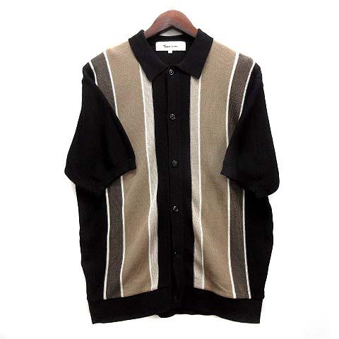 【中古】タイムイズオン Time is on リンクス フロント パネル ニット 半袖 シャツ カーディガン LINKS FRONT PANEL S/S ブラック 1 美品