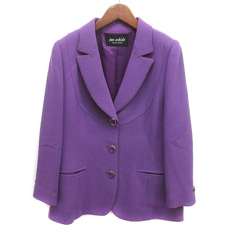 【中古】ジュンアシダ jun ashida テーラード ジャケット ウール ちりめん メタルボタン パープル 紫 11 レディースの通販は 6,699円