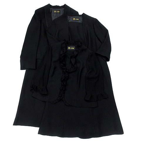 【中古】東京ソワール 喪服 ブラックフォーマル スーツ 4点セット ジャケット ワンピース スカート 17 黒 大きいサイズ レディース