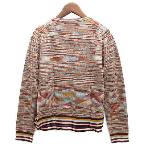 【中古】エムミッソーニ M MISSONI 総柄 ニット アンサンブル 長袖 カーディガン 半袖 トップス ウール ベージュ マルチカラー 44の通販は