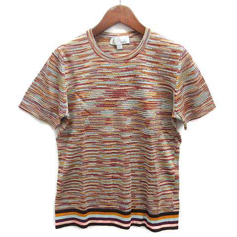 【中古】エムミッソーニ M MISSONI 総柄 ニット アンサンブル 長袖 カーディガン 半袖 トップス ウール ベージュ マルチカラー 44の通販は