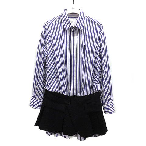 【中古】サカイ sacai シャツ&スカート ミニ ドレス ワンピース ストライプ 長袖 2023AW Shirt & Skirt Mini Dress 1 23-06773 新品同様