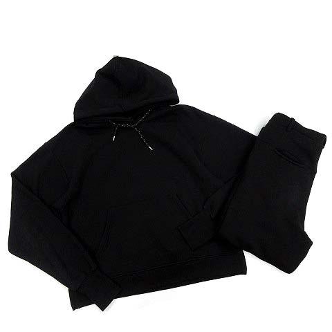 【中古】カンビオ CAMBIO スウェット フリース 上下 セットアップ パーカー パンツ 裾ZIP 黒 ブラック M メンズ
