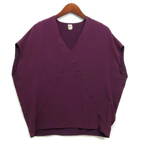 【中古】エルメス HERMES シルク シフォン コクーン ブラウス Vネック パープル 34 レディース