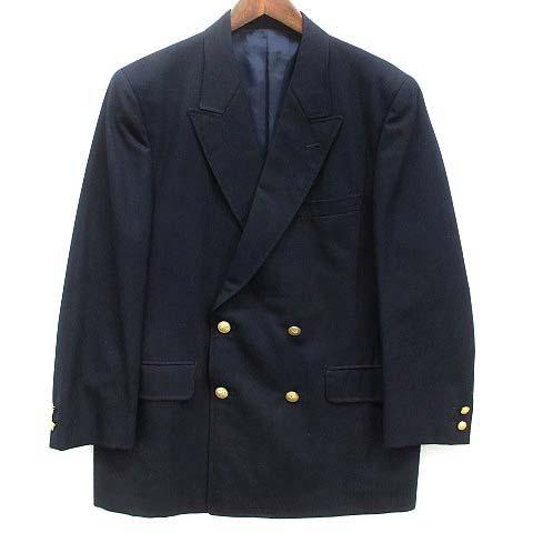 【中古】メッセンジャー MESSENGER BLAZER CLUB 紺ブレ ブレザー 金ボタン ウール ピークドラペル ダブル ジャケット ネイビー 紺 AB5