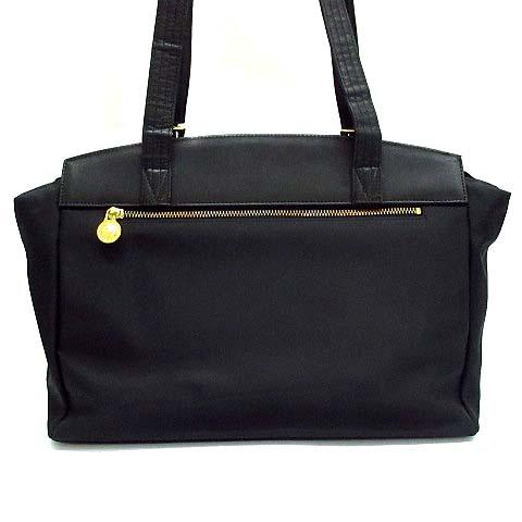 VERSACE サンバースト ナイロン レザー トートバッグ 肩掛け A4 黒色